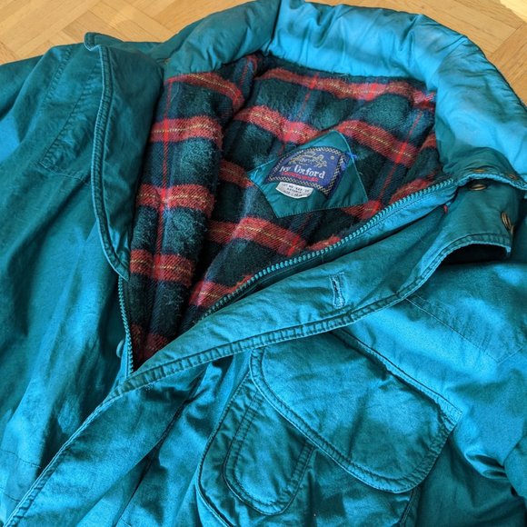 ๐ฅ Amazing VTG Retro Ivy Oxford Green Winter Jacket Coat with Plaid Lining๐ฅ - Picture 4 of 16